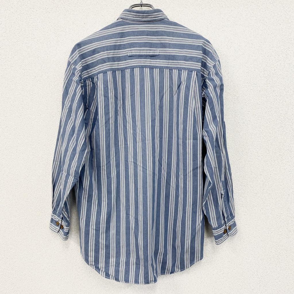 FUN JEANS　ファンジーンズ　長袖シャツ　ストライプ柄　青　ブルー　Mサイズ　古着