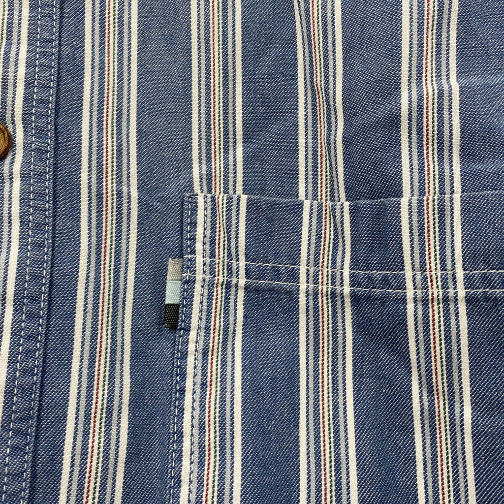 FUN JEANS　ファンジーンズ　長袖シャツ　ストライプ柄　青　ブルー　Mサイズ　古着