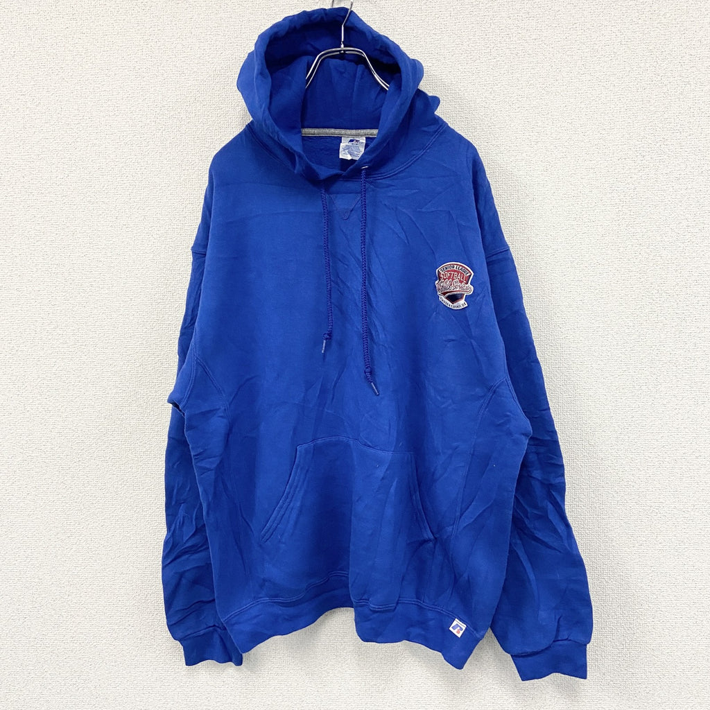 00s　RUSSELL ATHLETIC　ラッセル　スウェットパーカー/フーディー　ヴィンテージ　青　ブルー　Lサイズ　古着