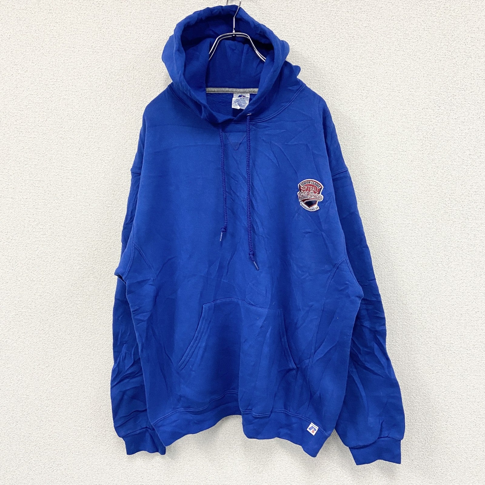 00s　RUSSELL ATHLETIC　ラッセル　スウェットパーカー/フーディー　ヴィンテージ　青　ブルー　Lサイズ　古着