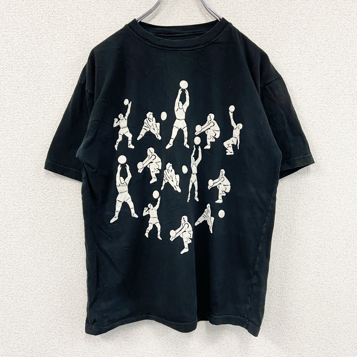 半袖プリントTシャツ　スポーツ　バレーボール　黒　ブラック　古着