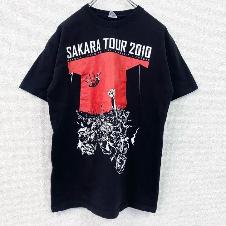 FRUIT OF THE LOOM　半袖バンドプリントTシャツ　クルーネック　レトロ　黒　ブラック　Mサイズ　古着
