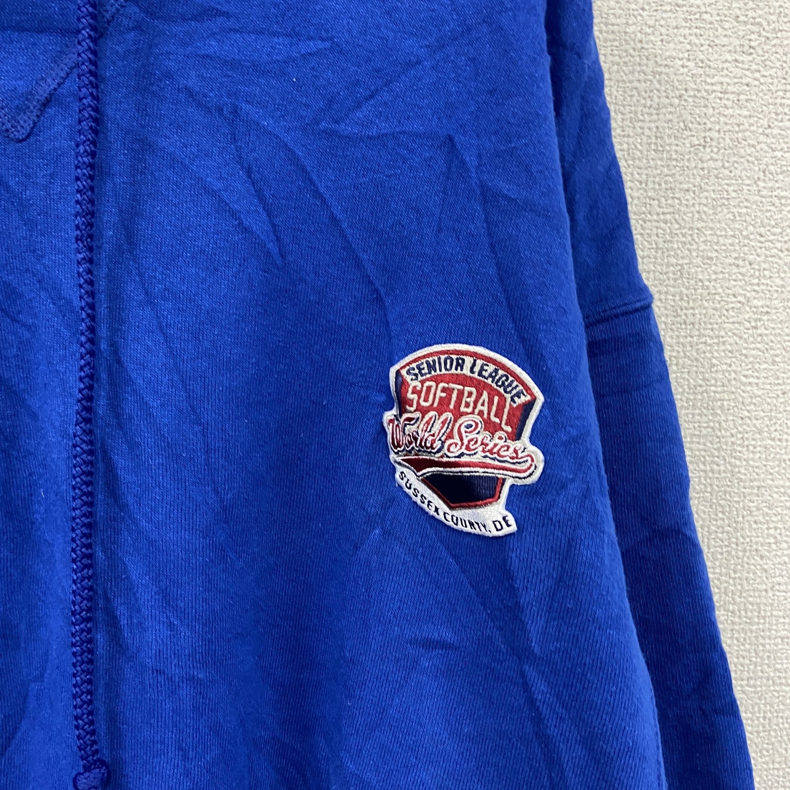 00s　RUSSELL ATHLETIC　ラッセル　スウェットパーカー/フーディー　ヴィンテージ　青　ブルー　Lサイズ　古着