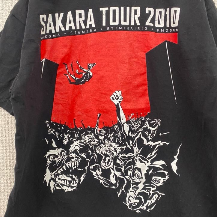 FRUIT OF THE LOOM　半袖バンドプリントTシャツ　クルーネック　レトロ　黒　ブラック　Mサイズ　古着