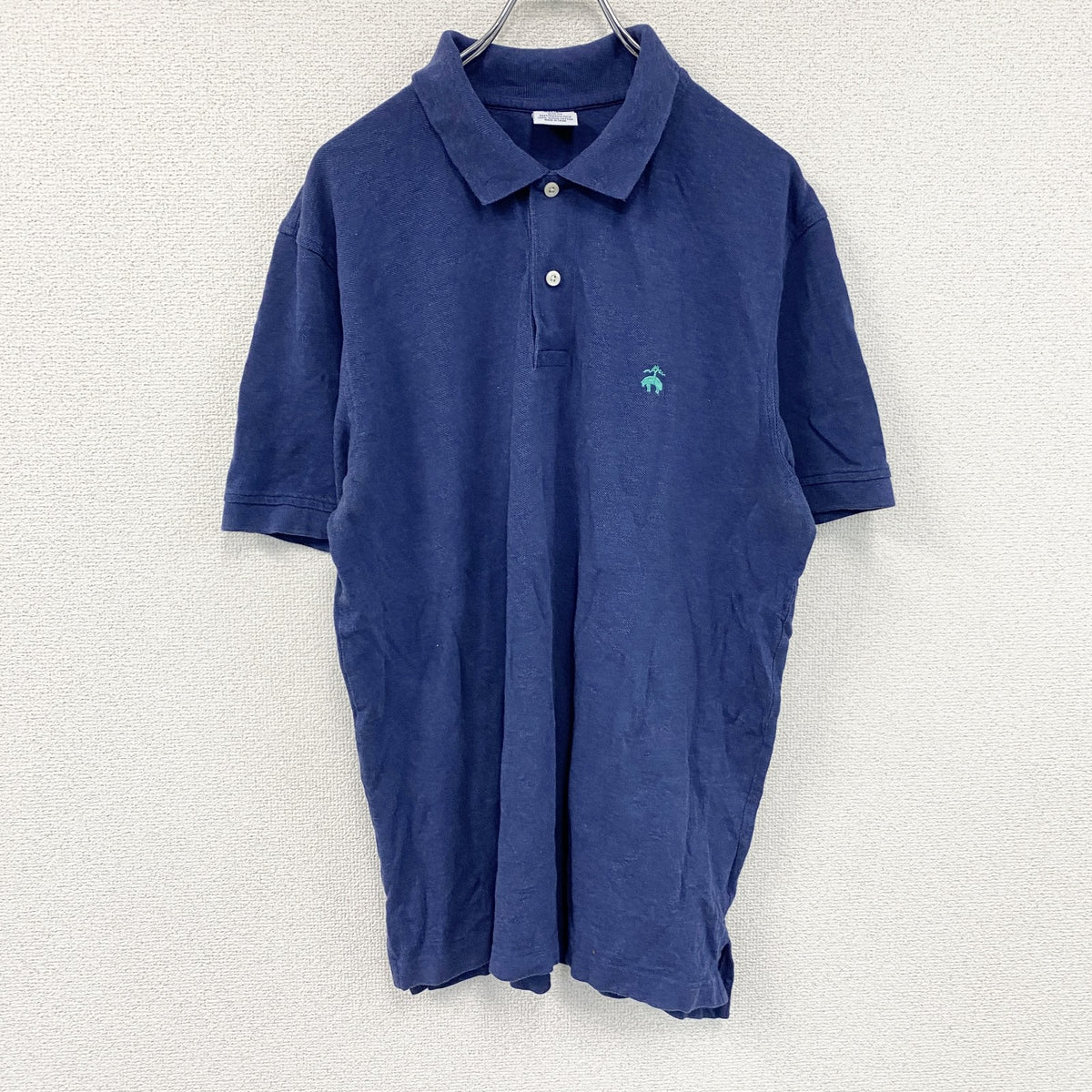 Brooks Brothers　ブルックスブラザーズ　半袖ポロシャツ　刺ロゴ　紺　ネイビー　XLサイズ メンズ コットン 古着