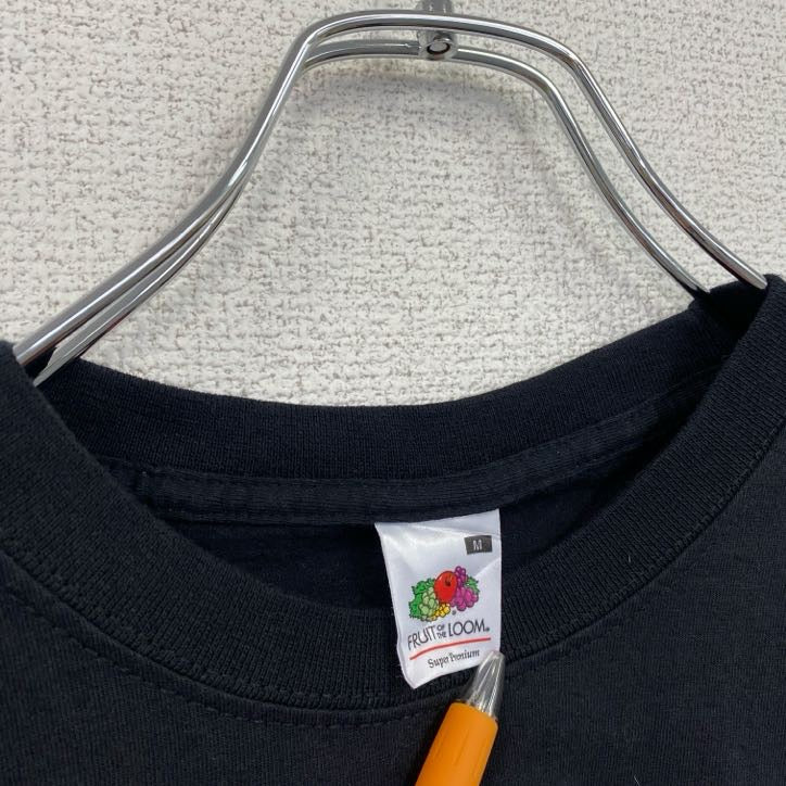 FRUIT OF THE LOOM　半袖バンドプリントTシャツ　クルーネック　レトロ　黒　ブラック　Mサイズ　古着