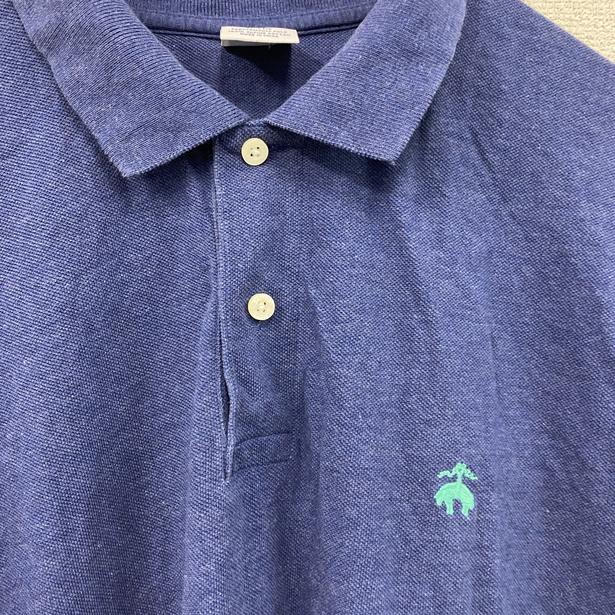 Brooks Brothers　ブルックスブラザーズ　半袖ポロシャツ　刺ロゴ　紺　ネイビー　XLサイズ メンズ コットン 古着