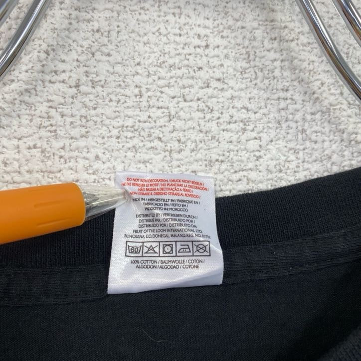 FRUIT OF THE LOOM　半袖バンドプリントTシャツ　クルーネック　レトロ　黒　ブラック　Mサイズ　古着