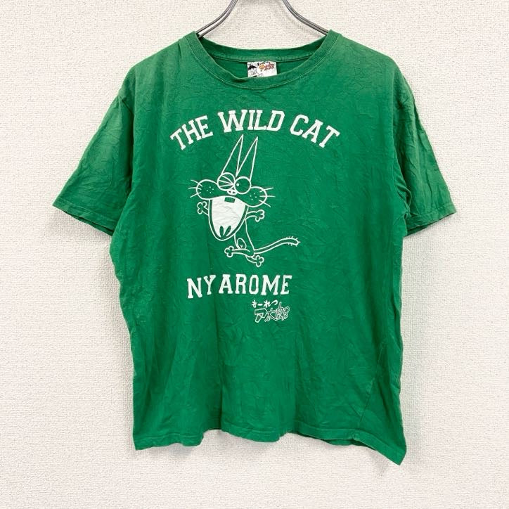 もーれつ太郎　半袖アニメプリントTシャツ　緑　グリーン　LLサイズ カットソー メンズ コットン 古着