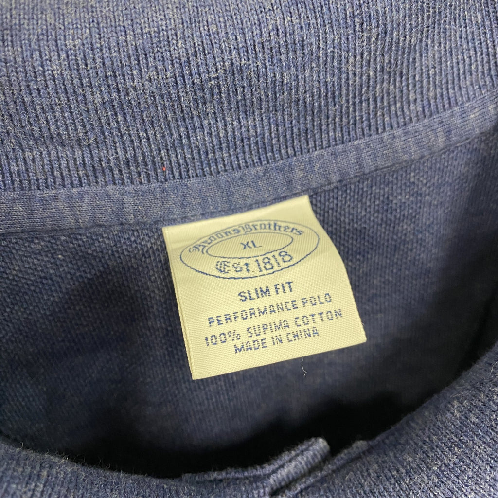Brooks Brothers　ブルックスブラザーズ　半袖ポロシャツ　刺ロゴ　紺　ネイビー　XLサイズ メンズ コットン 古着