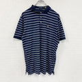 POLO RALPH LAUREN　ラルフローレン　半袖ポロシャツ　刺ロゴ　ボーダー柄　紺　ネイビー　Lサイズ　古着