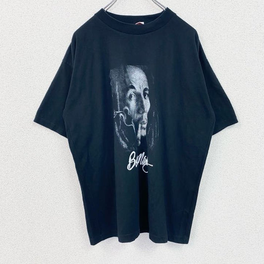 古着 used　Bob Marley　ボブマーリー　半袖ビッグプリントTシャツ　バンドT　クルーネック　黒　ブラック　XLサイズ