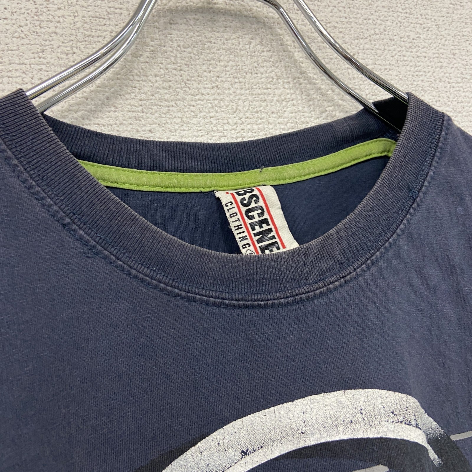 BSCENE　半袖プリントTシャツ　アニマルT　モンキー　DJ　紺　ネイビー　Lサイズ　古着