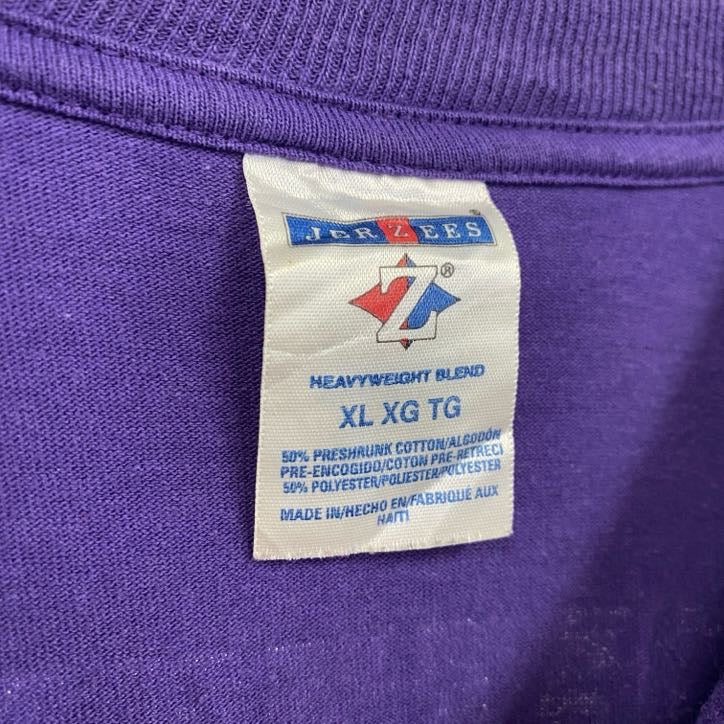 JERZEES　ジャージーズ　半袖両面プリントTシャツ　アメフト　背番号　クルーネック　紫　パープル　XLサイズ　古着