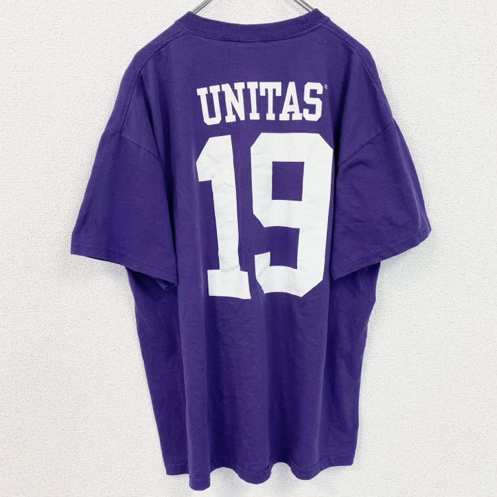 JERZEES　ジャージーズ　半袖両面プリントTシャツ　アメフト　背番号　クルーネック　紫　パープル　XLサイズ　古着