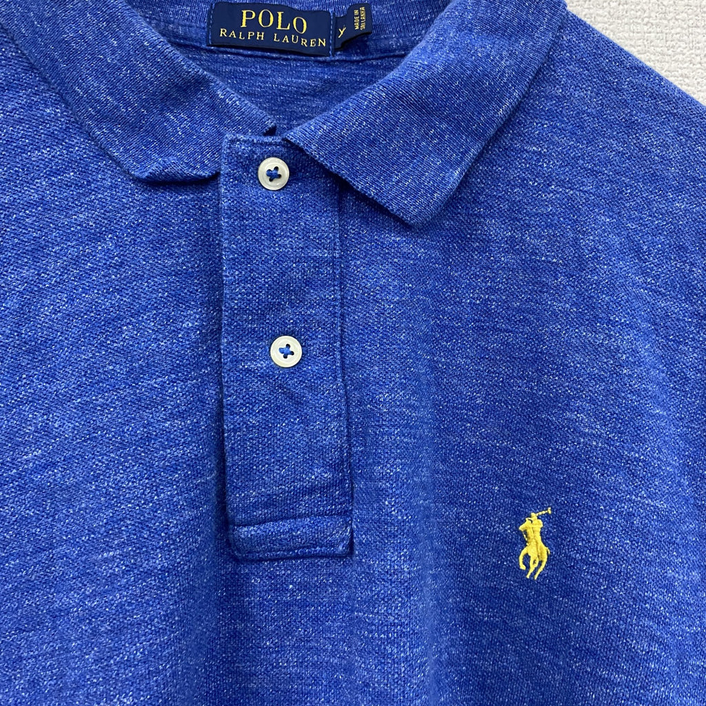 POLO RALPH LAUREN　ラルフローレン　半袖ポロシャツ　刺ロゴ　青　ブルー　XLサイズ メンズ 古着