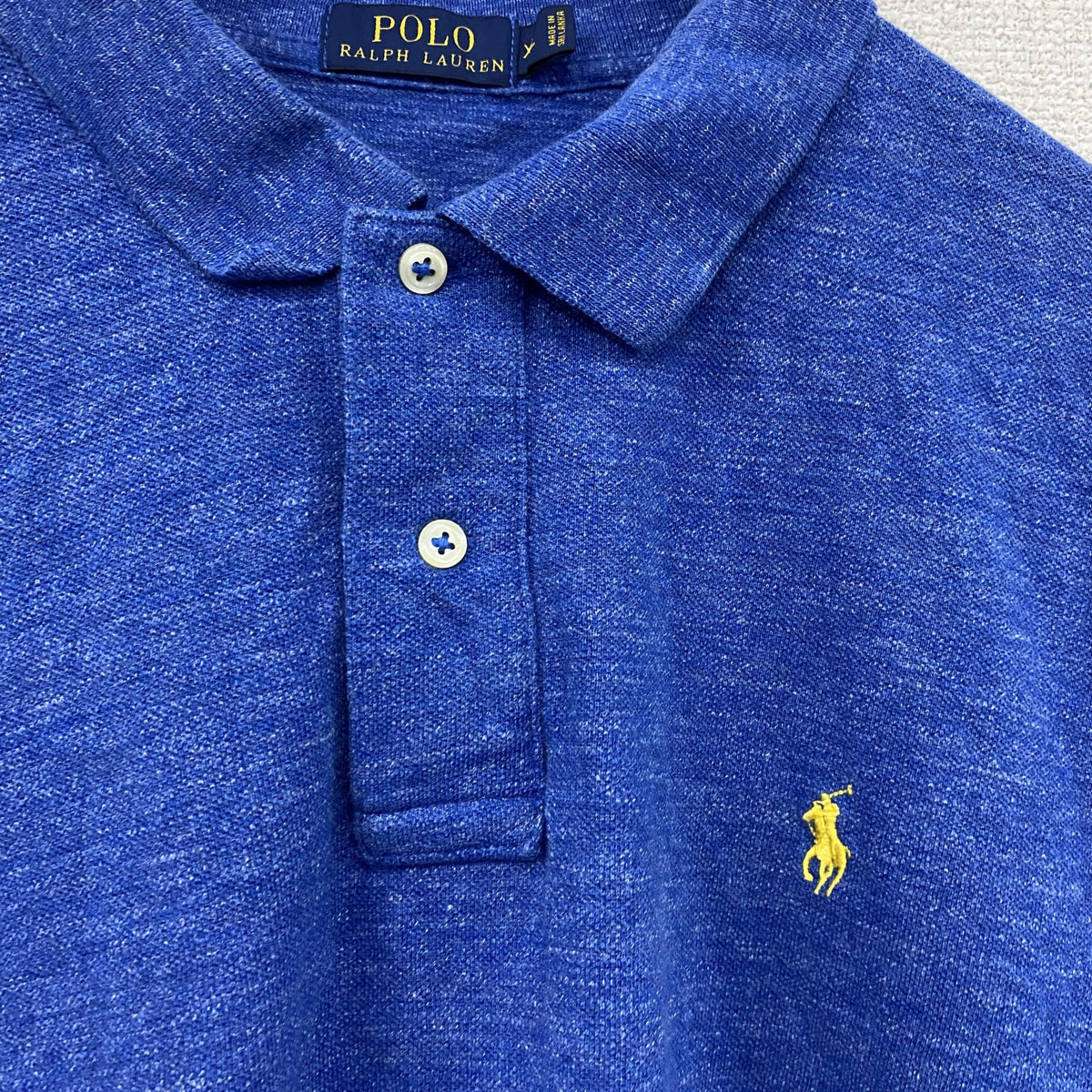 POLO RALPH LAUREN　ラルフローレン　半袖ポロシャツ　刺ロゴ　青　ブルー　XLサイズ メンズ 古着