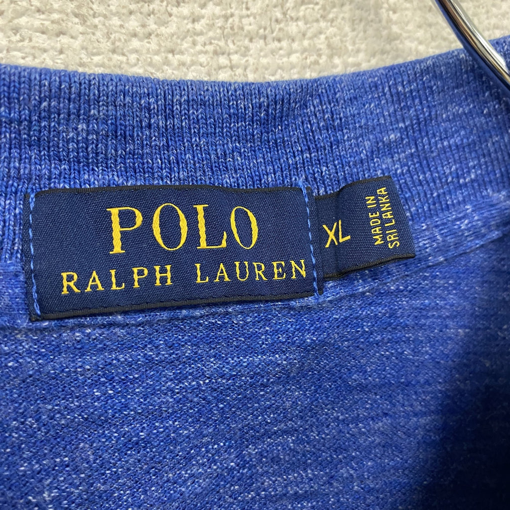 POLO RALPH LAUREN　ラルフローレン　半袖ポロシャツ　刺ロゴ　青　ブルー　XLサイズ メンズ 古着
