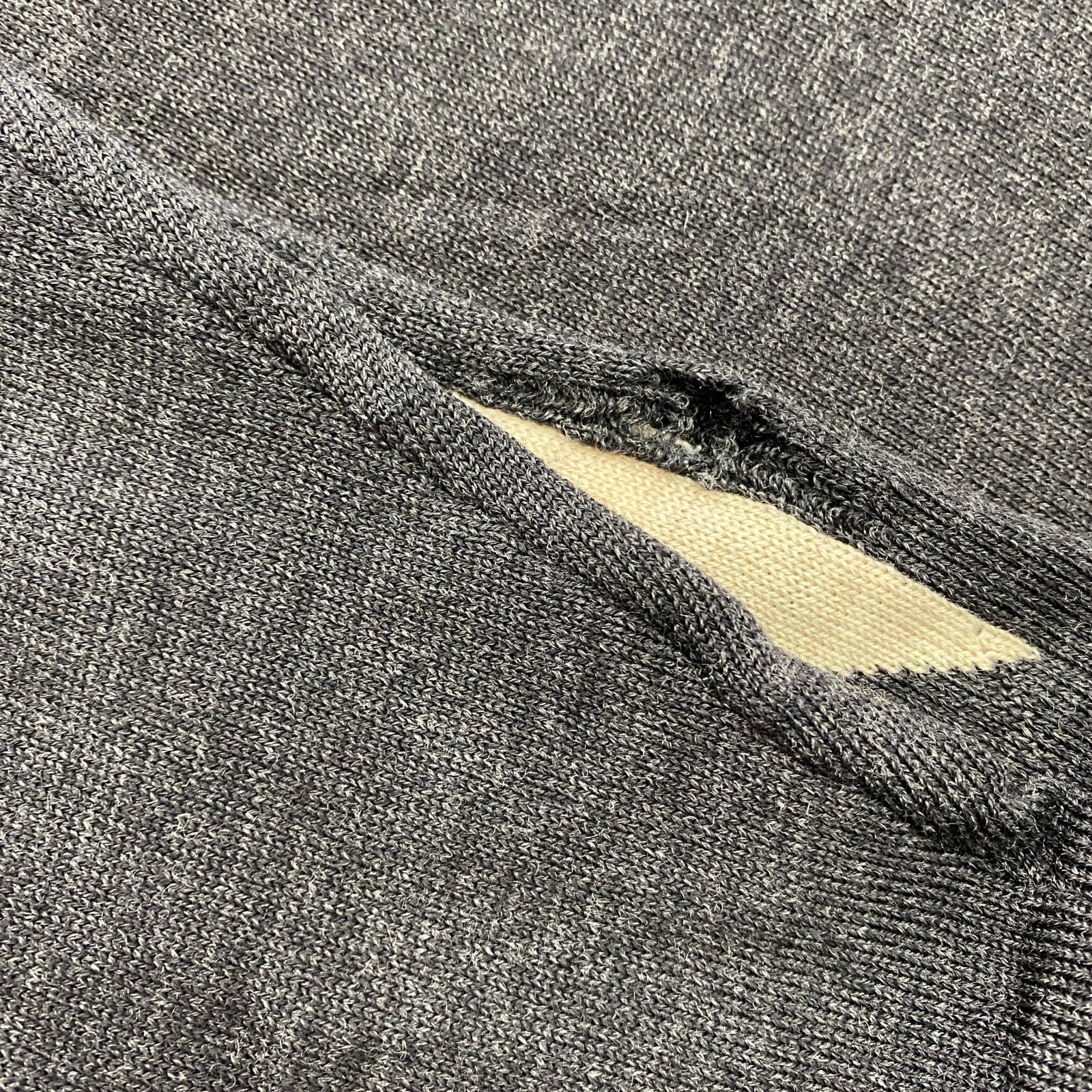 Eddie Bauer　エディーバウアー　メリノウールニットセーター　アーガイル柄　ダークグレー　Mサイズ　古着
