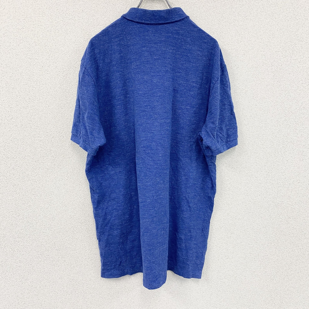POLO RALPH LAUREN　ラルフローレン　半袖ポロシャツ　刺ロゴ　青　ブルー　XLサイズ メンズ 古着