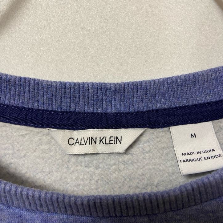 古着 used　Calvin Klein カルバンクライン　長袖ロゴプリントスウェット　トレーナー　くすみブルー　Mサイズ