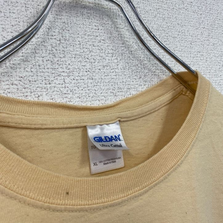 GILDAN　ギルダン　半袖スポーツプリントTシャツ　バスケ　レトロ　クルーネック　黄色　イエロー　XLサイズ　古着