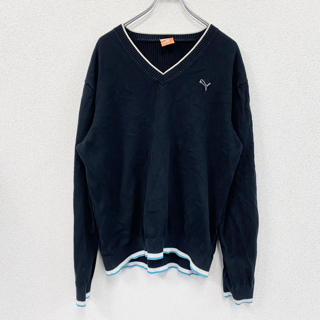 PUMA　プーマ　ニットセーター　黒　ブラック　Lサイズ　古着