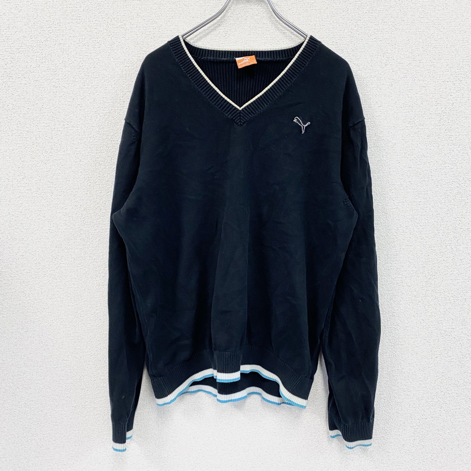 PUMA　プーマ　ニットセーター　黒　ブラック　Lサイズ　古着