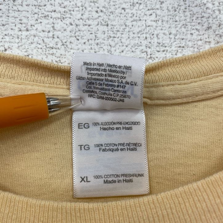 GILDAN　ギルダン　半袖スポーツプリントTシャツ　バスケ　レトロ　クルーネック　黄色　イエロー　XLサイズ　古着