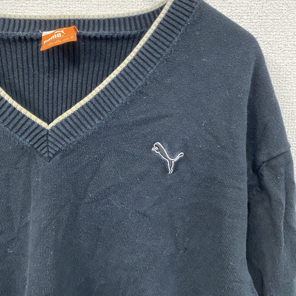 PUMA　プーマ　ニットセーター　黒　ブラック　Lサイズ　古着