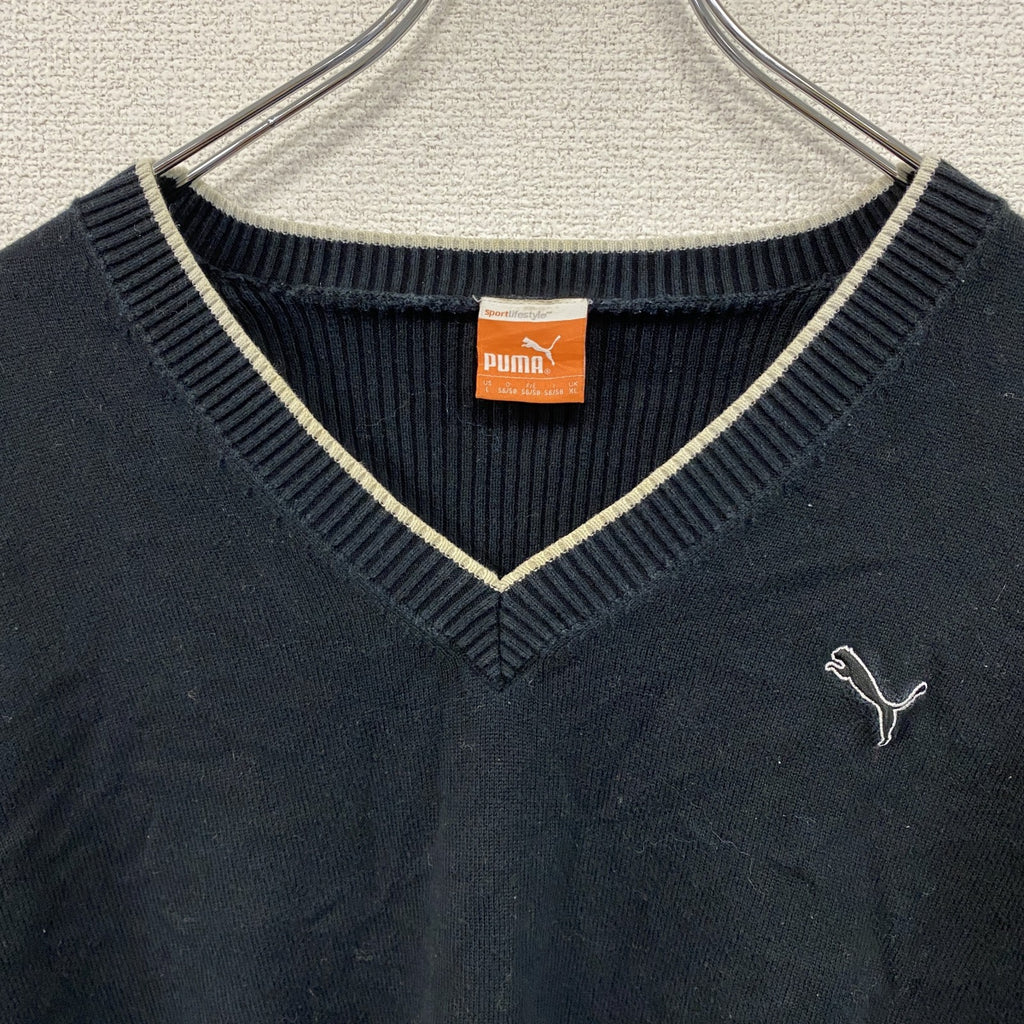 PUMA　プーマ　ニットセーター　黒　ブラック　Lサイズ　古着