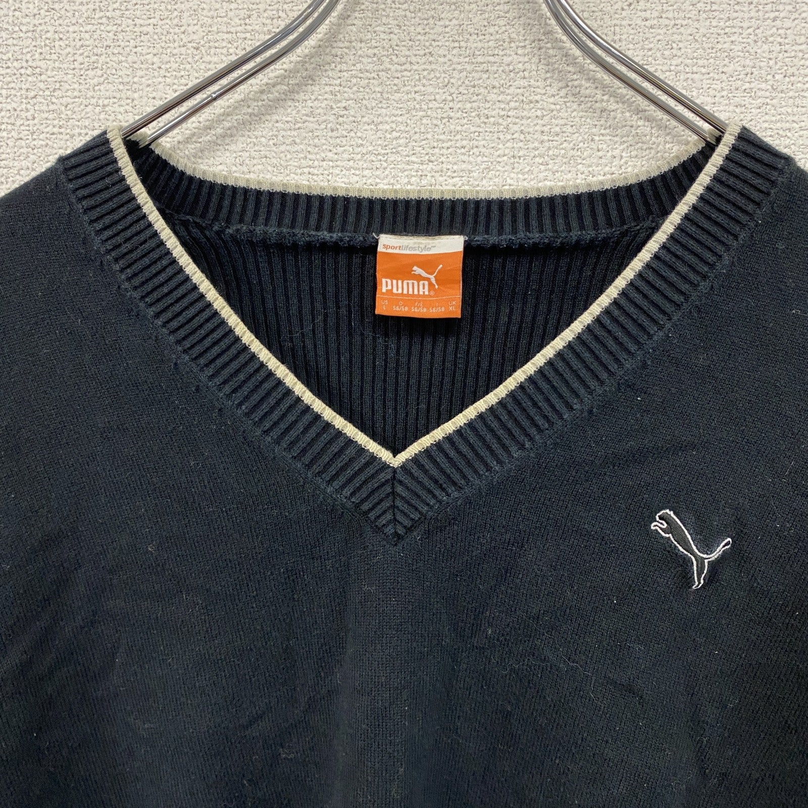 PUMA　プーマ　ニットセーター　黒　ブラック　Lサイズ　古着