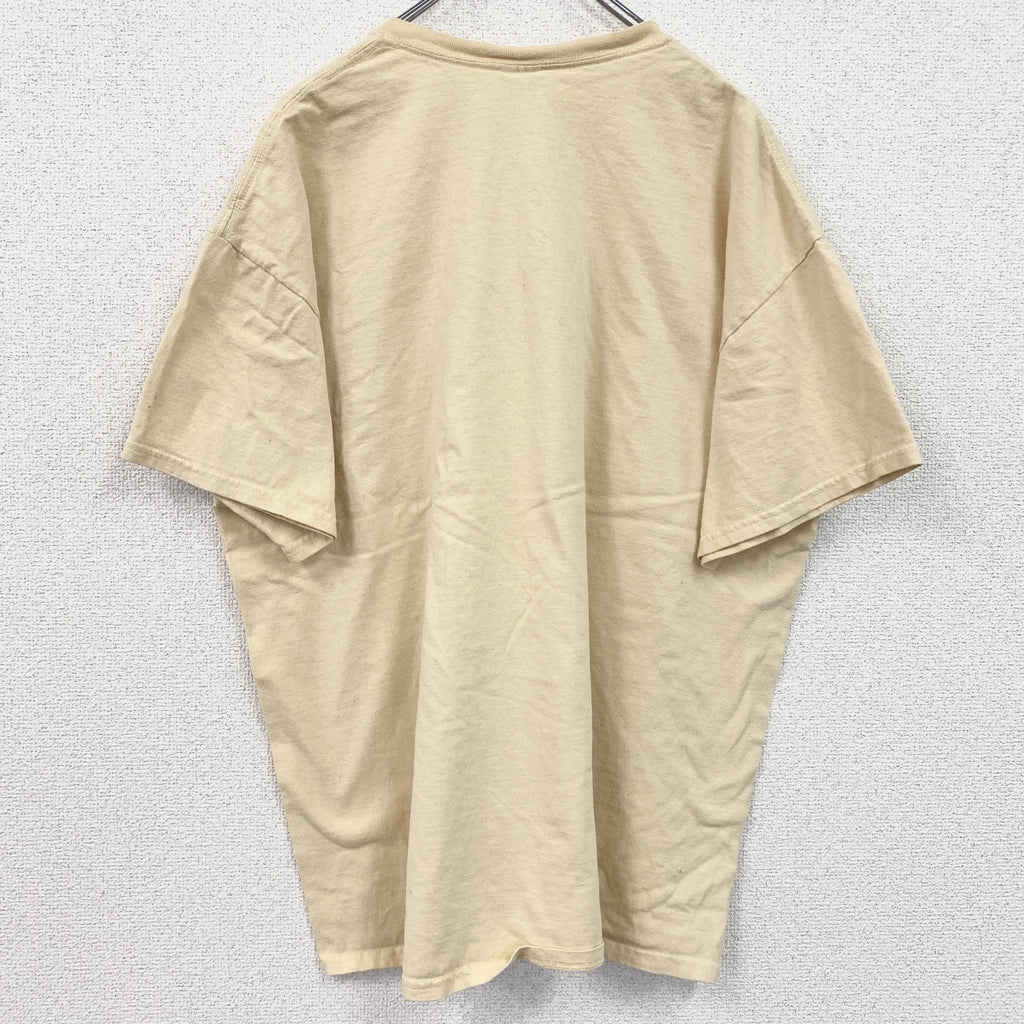 GILDAN　ギルダン　半袖スポーツプリントTシャツ　バスケ　レトロ　クルーネック　黄色　イエロー　XLサイズ　古着