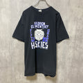 HUSKIES　半袖プリントTシャツ　黒　ブラック　バックプリント　クルーネック　ビッグシルエット　XLサイズ　古着
