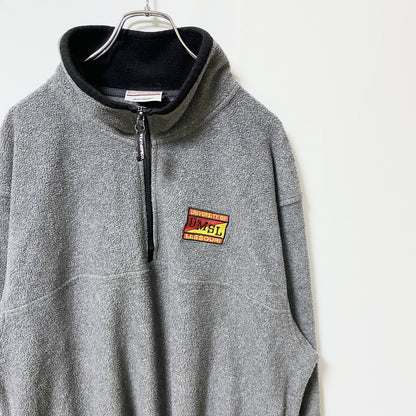 古着 used　NAS　長袖フリースジャケット　ハーフジップブルゾン　カレッジロゴ刺繍　ミズーリ大学　グレー　Lサイズ