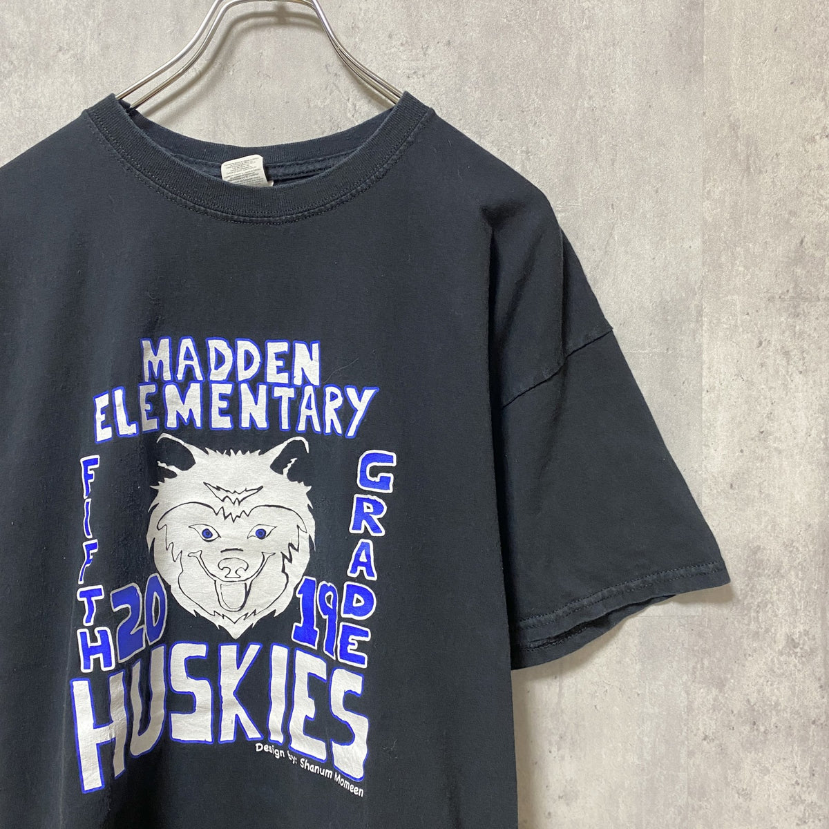 HUSKIES　半袖プリントTシャツ　黒　ブラック　バックプリント　クルーネック　ビッグシルエット　XLサイズ　古着