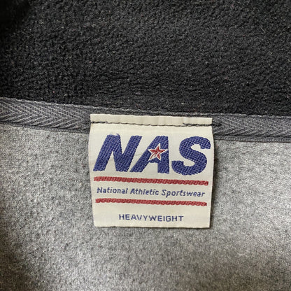 古着 used　NAS　長袖フリースジャケット　ハーフジップブルゾン　カレッジロゴ刺繍　ミズーリ大学　グレー　Lサイズ