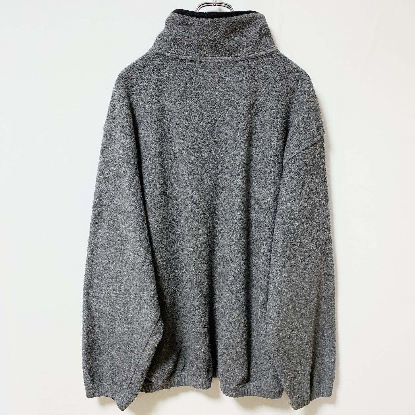 古着 used　NAS　長袖フリースジャケット　ハーフジップブルゾン　カレッジロゴ刺繍　ミズーリ大学　グレー　Lサイズ