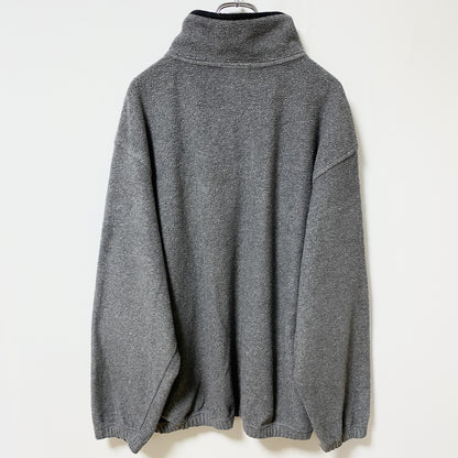 古着 used　NAS　長袖フリースジャケット　ハーフジップブルゾン　カレッジロゴ刺繍　ミズーリ大学　グレー　Lサイズ