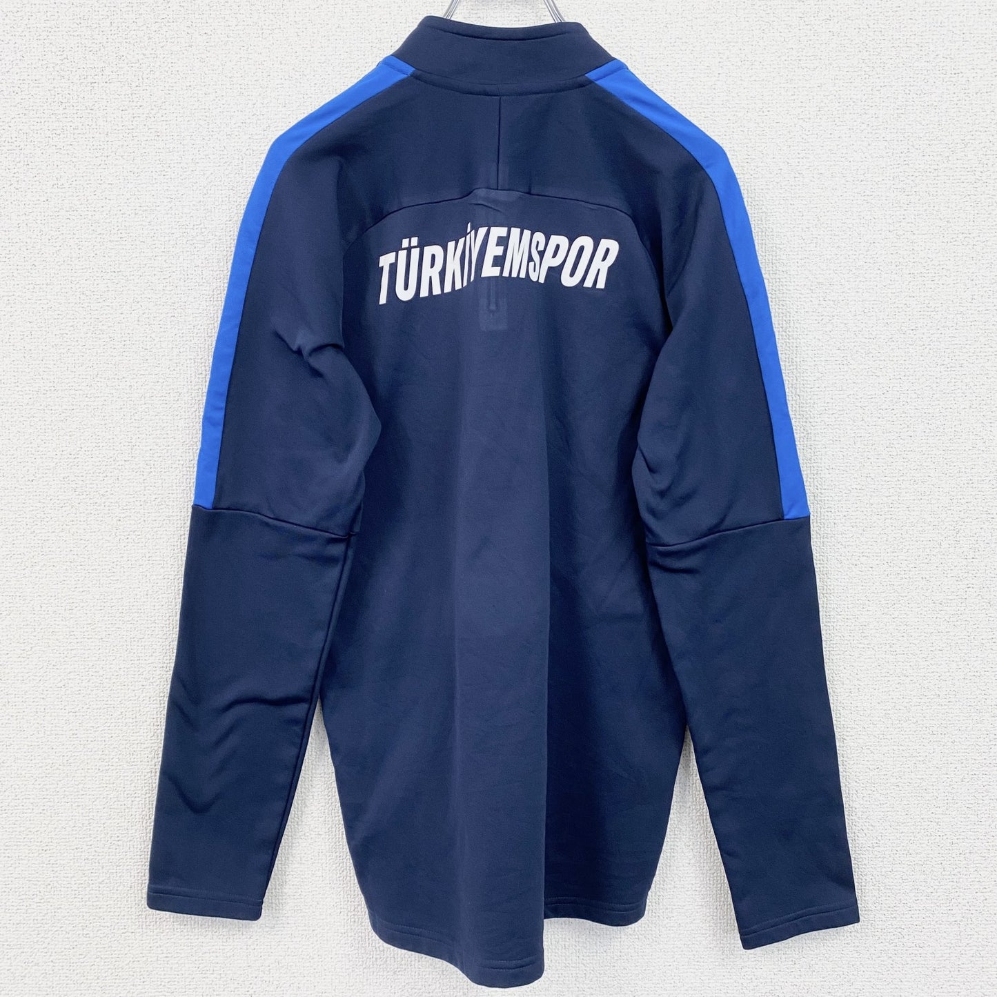 古着 used　NIKE　ナイキ　長袖ロゴプリントジャージ　ハーフジップ　スポーツ　レトロデザイン　青　ブルー　Sサイズ