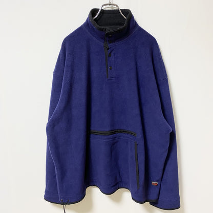 古着 used　Outersport　長袖フリースジャケット　ハーフボタン　ハイネック　青　ビッグシルエット　XXLサイズ