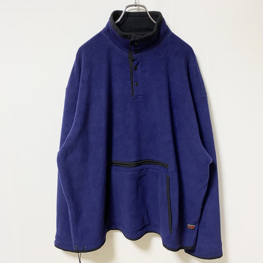 古着 used　Outersport　長袖フリースジャケット　ハーフボタン　ハイネック　青　ビッグシルエット　XXLサイズ