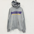 champion　チャンピオン　スウェットパーカー/フーディー　カレッジロゴ　刺繍ロゴ　現行　灰色　グレー　Lサイズ　古着