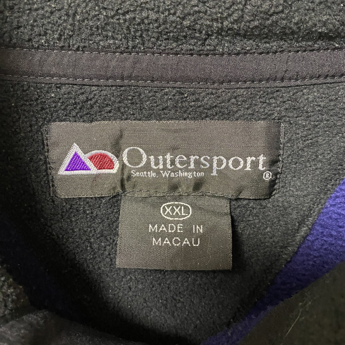 古着 used　Outersport　長袖フリースジャケット　ハーフボタン　ハイネック　青　ビックシルエット　XXLサイズ