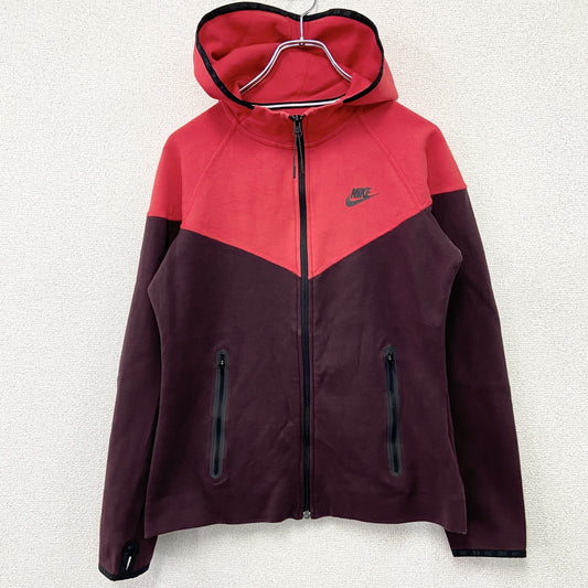 NIKE　ナイキ　フルジップスウェットパーカー　赤　レッド　ボルドー　Lサイズ