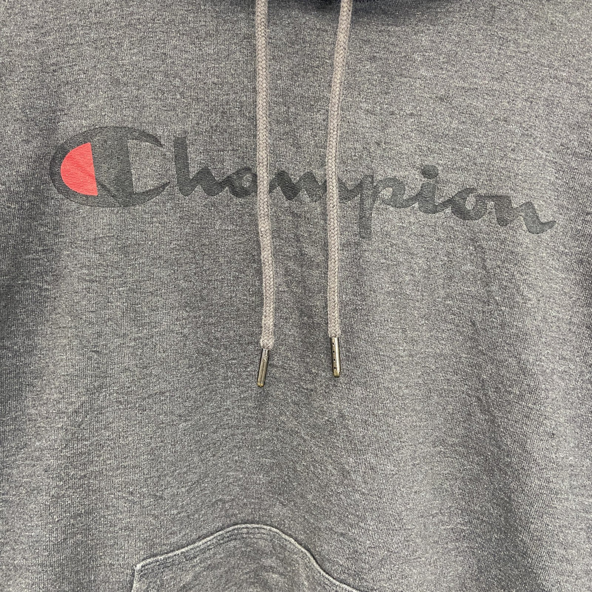 champion　チャンピオン　スウェットパーカー/フーディー　ロゴプリント　グレー　灰色　Lサイズ　古着