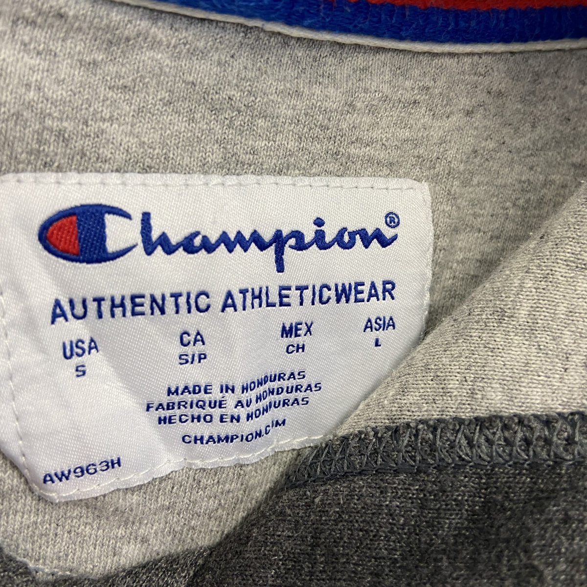 champion　チャンピオン　スウェットパーカー/フーディー　ロゴプリント　グレー　灰色　Lサイズ　古着