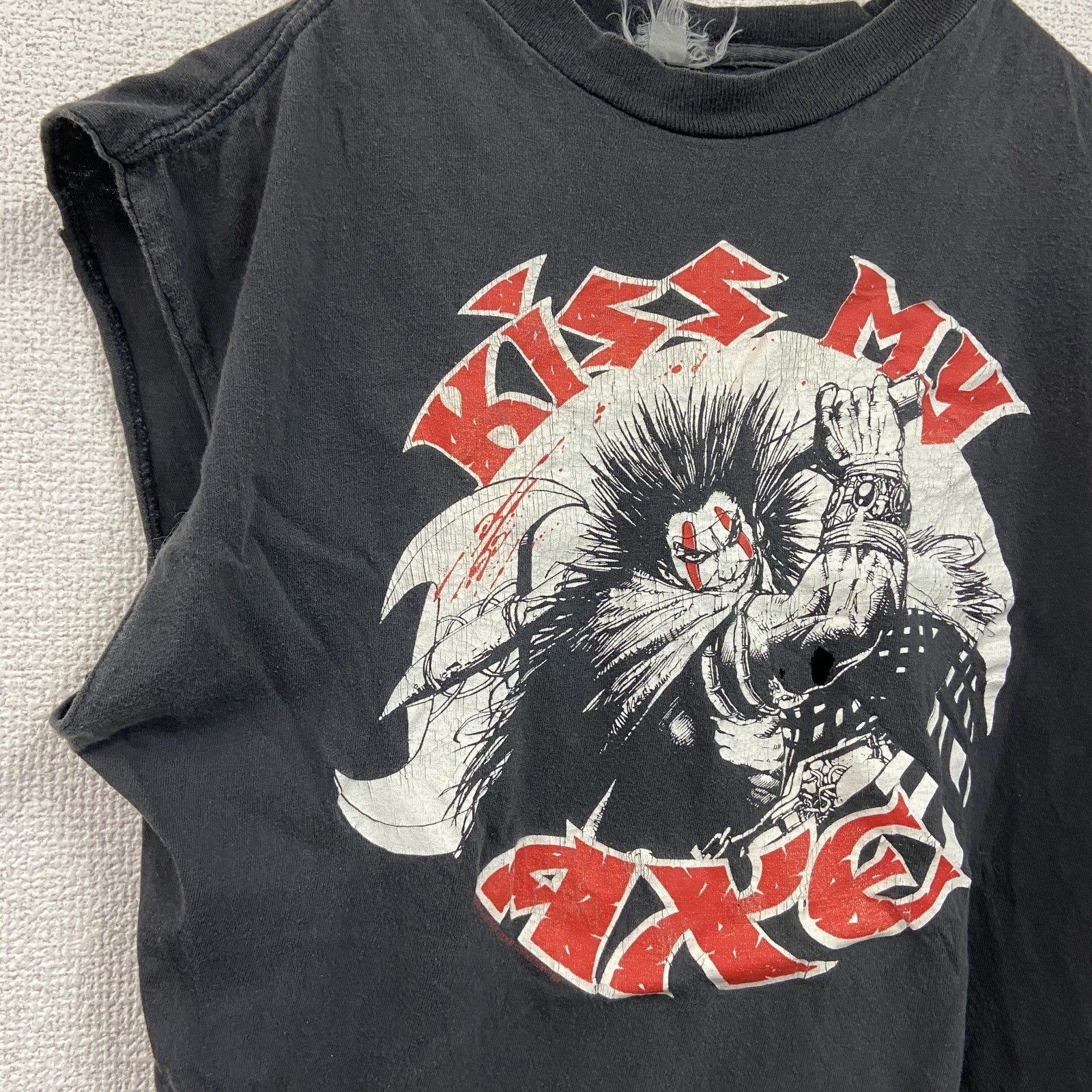 KISS MY AXE　Slaine　タンクトップ/ノースリーブ　キャラクターT　黒　ブラック　古着