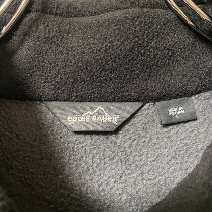 古着 used　EDDIE BAUER エディーバウアー　長袖フリースジャケット　ハイネック　ポイント刺繍　グレー　Lサイズ