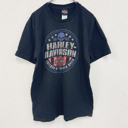 古着 used　HARLEY DAVIDSON　ハーレーダビッドソン　半袖両面プリントTシャツ　USA製　黒　ブラック　Lサイズ